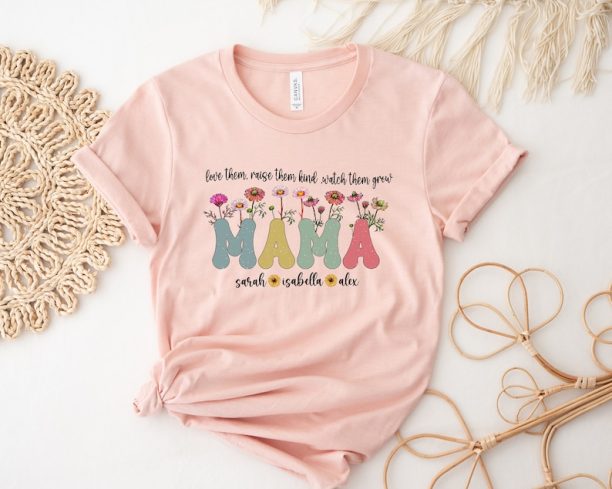 Custom Floral Mama Shirt, Watch Them Grow, Mother Day Gift, Flower Shirt, Mom's Flowers Shirt, Custom Mom Shirt, Custom Flower Shirt