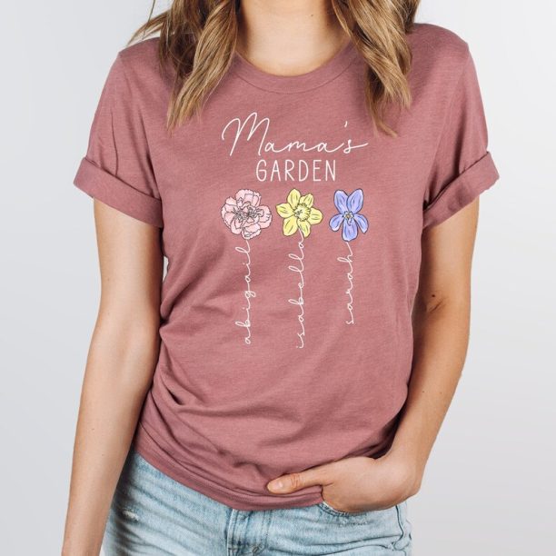 Custom Mama's Garden Shirt, Mother Day Gift, Birth Month Flower Shirt, Mom's Flowers Garden Shirt, Custom Mom Shirt, Custom Flower Shirt