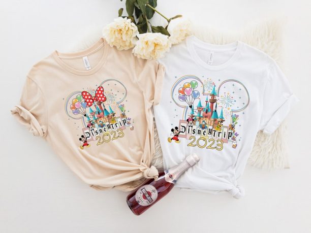 2023 Disney Trip T-Shirt, Adults Disneyland Disneyworld Trip Shirt, Minnie Mickey Matching Family Disney Trip Tees