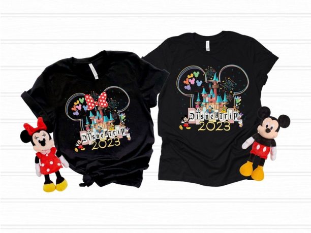 2023 Disney Trip T-Shirt, Adults Disneyland Disneyworld Trip Shirt, Minnie Mickey Matching Family Disney Trip Tees