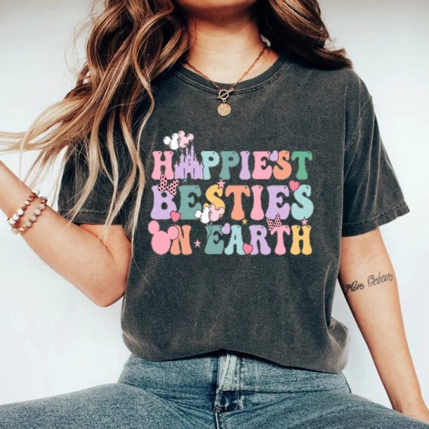 Disney Happiest Besties On Earth Comfort Colors® Shirt, Disney Friends Shirt, Disney Aesthetic Shirt, Disneyworld Shirt