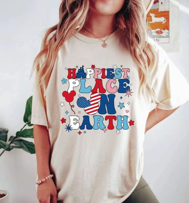 Disney Happiest Place On Earth 4th Of July Comfort Colors Shirt, Disney Independence Day shirt, Disney America Shirt