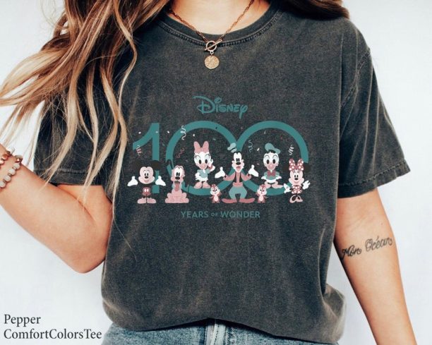 Disney 100 Years of Wonder Mickey & Pals Muted Cute D100 Shirt Disney 100th Anniversary Family Vacation 2023