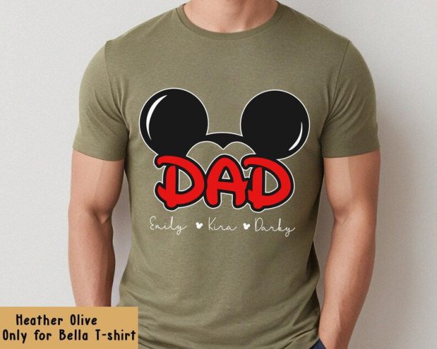 Mickey Mouse Ears With Custom Kids Name Dad Shirt / Personalized Disney Dad T-shirt / Father's Day Gift For Dad