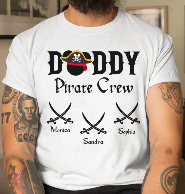 Disney Pirate Dad With Custom Kids Name Shirt / Mickey Mouse Daddy Pirate Crew Tee / Personalized Dad T-shirt