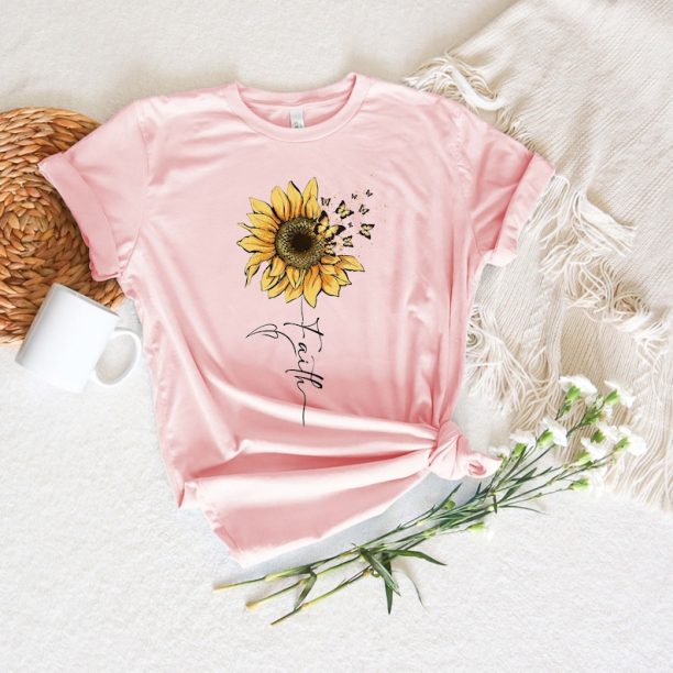 Christian Shirts, Religious Gifts, Faith Crewneck Sweatshirt, Christian Gifts, Sunflower Graphic Tees, Shirts for Women