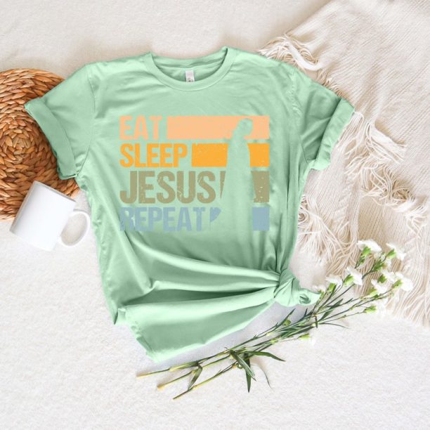 Love Jesus Shirt,Repeat God Faith Shirt,Eat Sleep Jesus Shirt,Prayer Shirt,Faith Shirt,Christian Gift