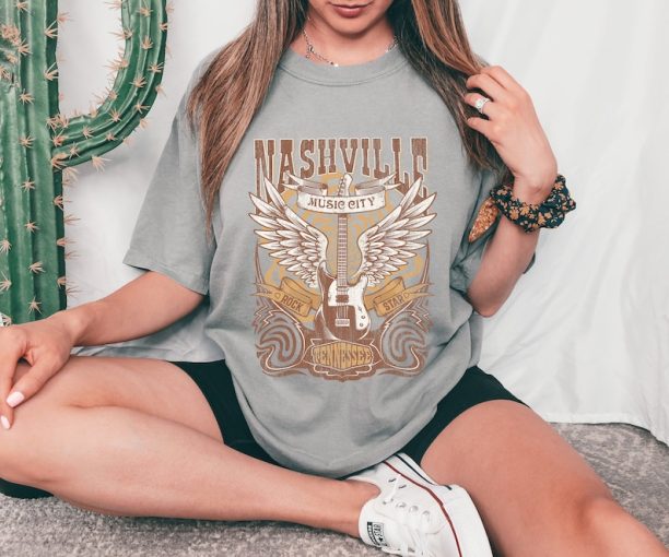 Nashville Music City Oversized T-Shirt, Tennessee Comfort Colors Tshirt, Nashville Girls Trip Shirts