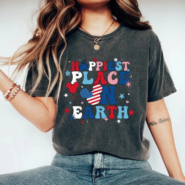 Disney Happiest Place On Earth 4th Of July Comfort Colors Shirt, Disney Independence Day shirt, Disney America Shirt