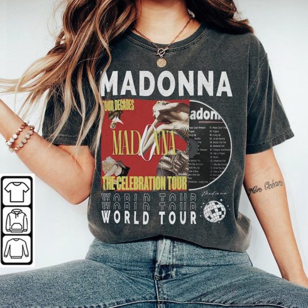 Madonna Music Shirt, Sweatshirt Y2K Merch Vintage 90s Madonna The Celebration Tour 2023