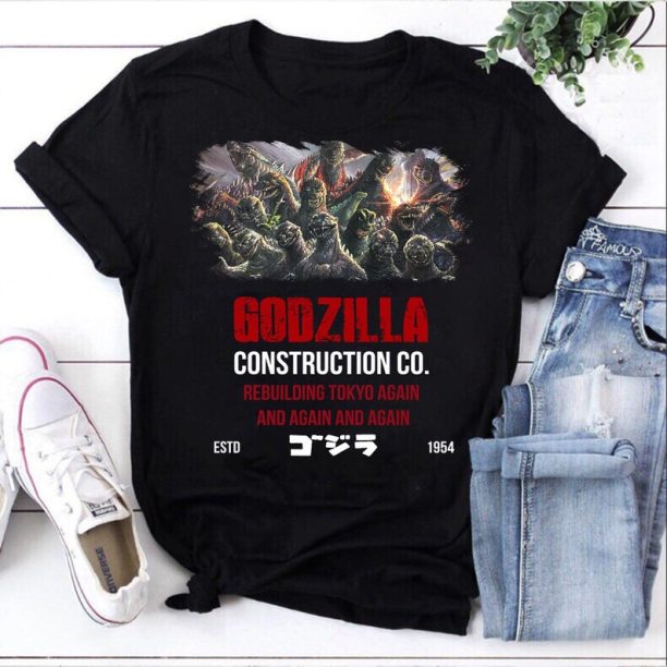 Godzilla Construction Co. Rebuilding Tokyo Again And Again And Again Estd 1954 for Movie Fan Vintage T-Shirt