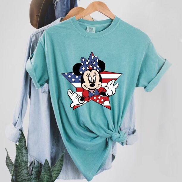 4th Of July Mickey Minnie Comfort Colors® Shirt, Patriotic Mouse Shirt, Retro Disney Couple Shirt, Disney Independence Day Shirt