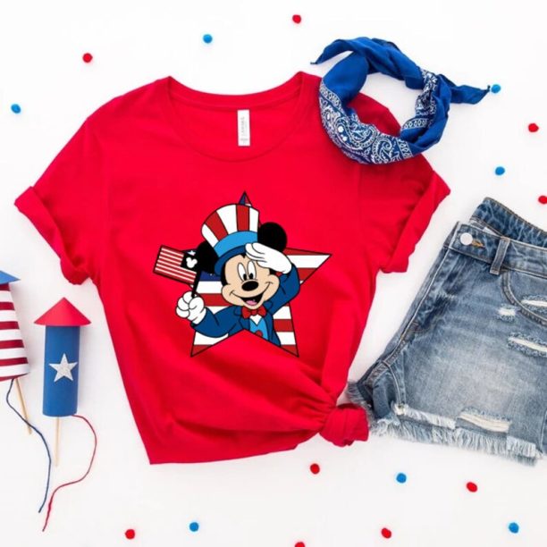 4th Of July Mickey Minnie Comfort Colors® Shirt, Patriotic Mouse Shirt, Retro Disney Couple Shirt, Disney Independence Day Shirt