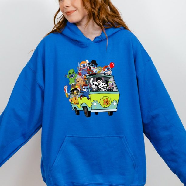 Halloween Stitch Sweatshirt, Horror Movie Characters Stitch Sweatshirt Hoodie Sweatshirt, Stitch Get In Loser Sweatshirt, Halloween Party