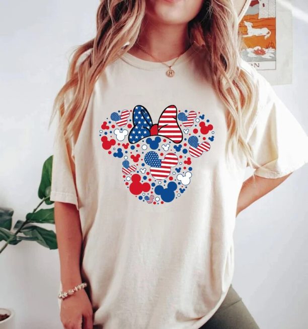 4th Of July Mickey Minnie Ears Comfort Colors® Shirt, Patriotic Mouse Shirt, Retro Disney Couple Shirt