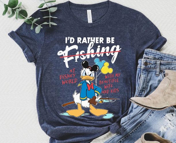 Funny Angry Donald Duck I'd Rather Be Fishing Shirt / Disney Dad Fishing T-shirt / Father Day Gift For Dad / Fisherman Gifts