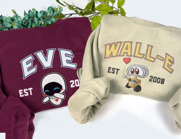 Eve and Wall-E Sweatshirts, Cartoon Eve and Wall-E Shirts, Trending Crewneck, Couple Shirt