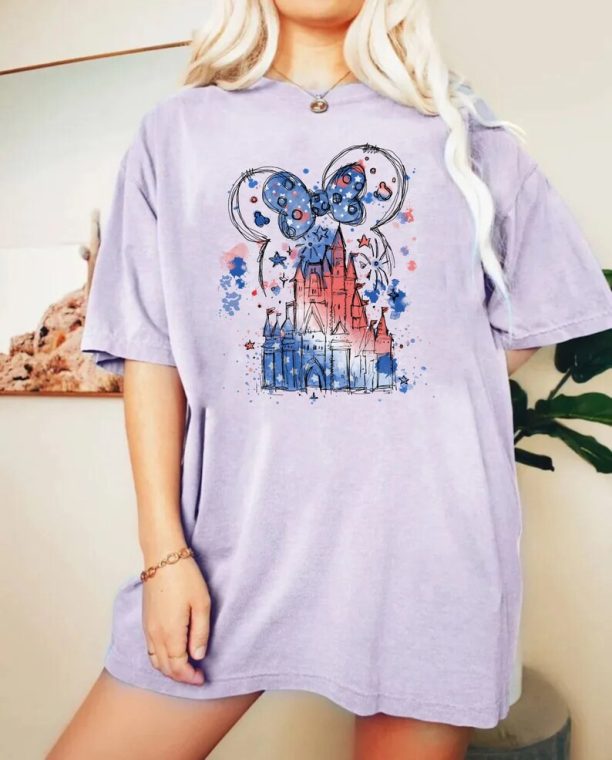 4th Of July Mickey Minnie Comfort Colors Shirt, Patriotic Mouse Shirt, Retro Disney Couple Shirt, Disney Independence Day Shirt