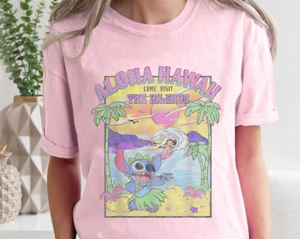 Retro Lilo & Stitch Aloha Hawaii Come Visit The Islands Shirt, Happy Stitch 626 Day Jun 26th T-shirt, Summer Vacation, Disneyland Outfits