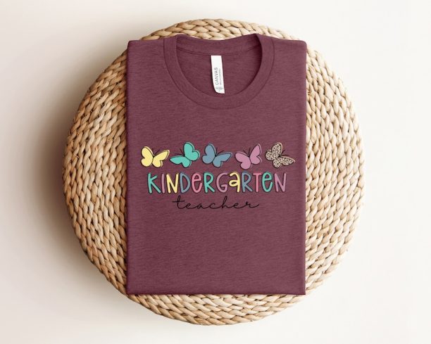 Butterflies and Leopard Kindergarten Teacher Shirt,Gift for Kindergarten Teacher,Kindergarten Teacher Tee