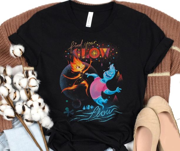 Ember and Wade Find Your Glow And Flow Shirt / Elemental Pixar Disney Movie T-shirt / Walt Disney World