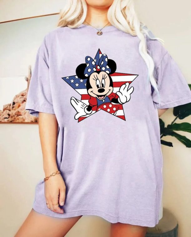 4th Of July Mickey Minnie Comfort Colors® Shirt, Patriotic Mouse Shirt, Retro Disney Couple Shirt, Disney Independence Day Shirt