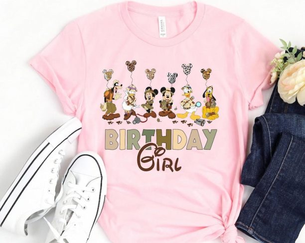 Mickey Friends Animal Kingdom Balloon Birthday Squad Shirt / Birthday Girl Birthday Crew T-shirt / Walt Disney World