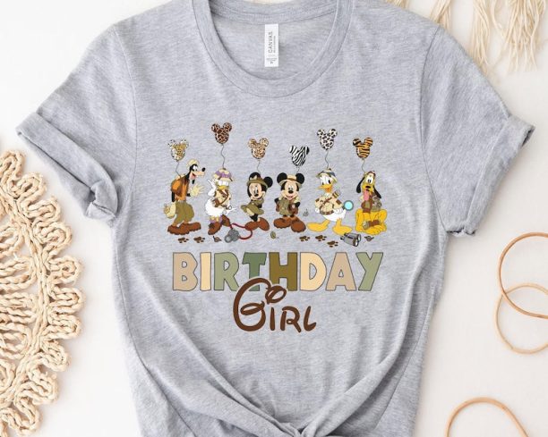 Mickey Friends Animal Kingdom Balloon Birthday Squad Shirt / Birthday Girl Birthday Crew T-shirt / Walt Disney World