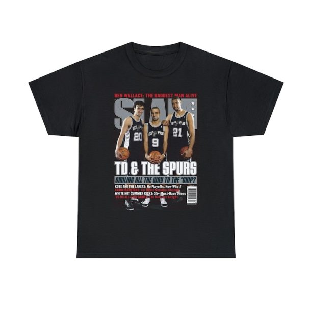 Tim Duncan and Tony Parker San Antonio Spurs NBA Slam Cover Tee Shirt