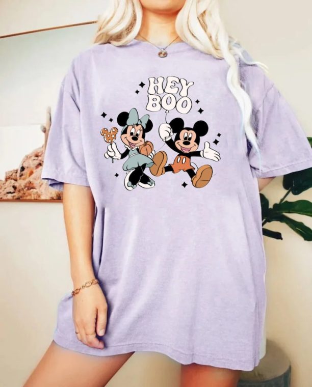 Hey Boo Mickey Minnie Comfort Colors® Shirt, Mickey Halloween Shirt, Pumpkin Mickey, Disney Spooky Season Shirt