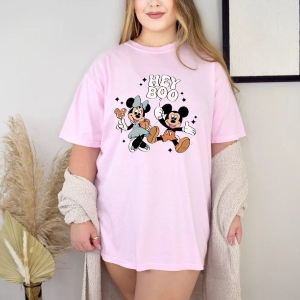 Hey Boo Mickey Minnie Comfort Colors® Shirt, Mickey Halloween Shirt, Pumpkin Mickey, Disney Spooky Season Shirt