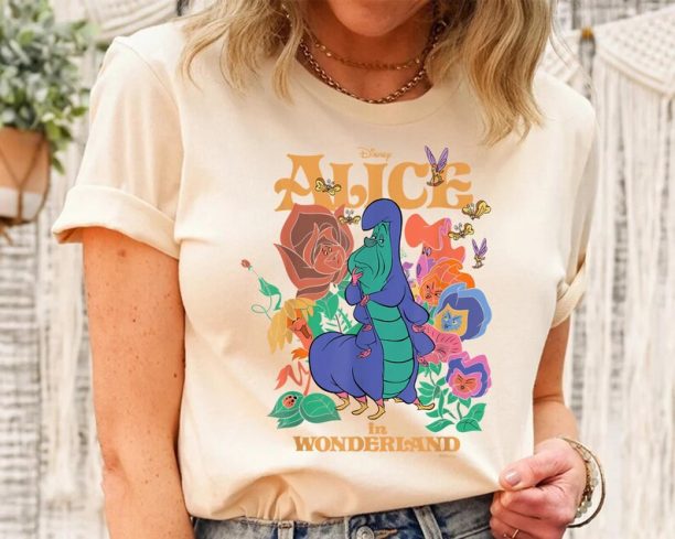 Alice In Wonderland Caterpillar And Flowers Shirt / Retro Disney T-shirt / Walt Disney World Trip / Disneyland Outfits