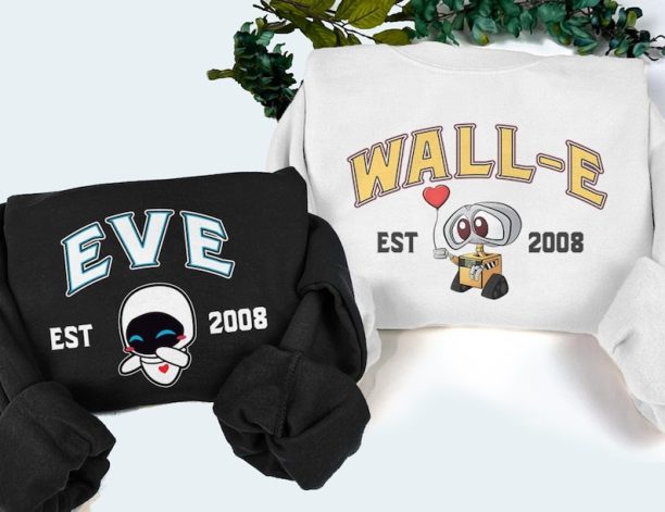 Eve and Wall-E Sweatshirts, Cartoon Eve and Wall-E Shirts, Trending Crewneck, Couple Shirt