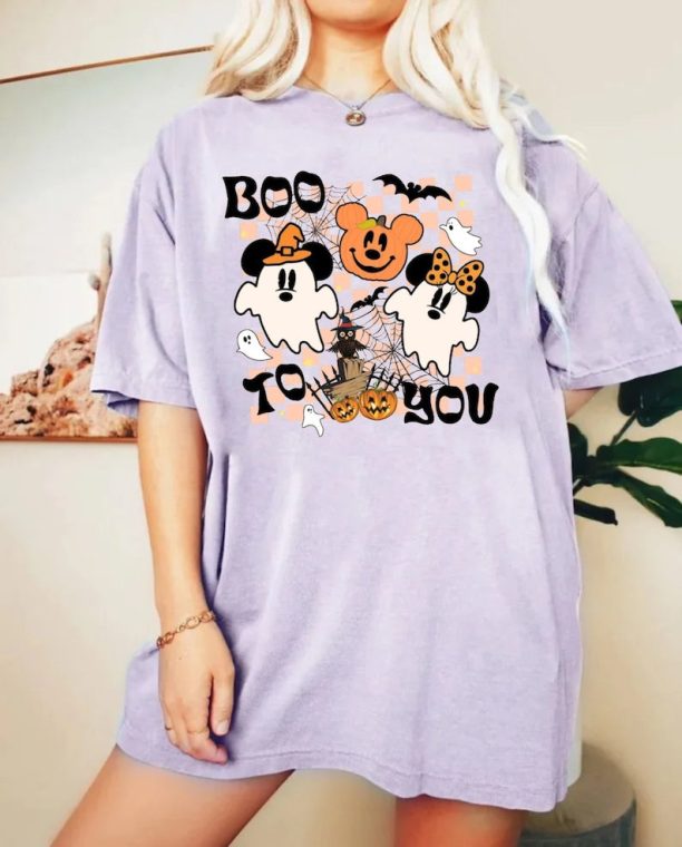 Mickey Minnie Boo To You Comfort Colors® Shirt, Mickey Minnie Ghost Halloween Shirt, Disney Spooky Season Shirt