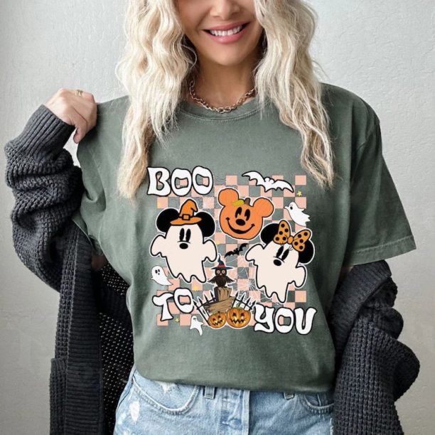 Mickey Minnie Boo To You Comfort Colors® Shirt, Mickey Minnie Ghost Halloween Shirt, Disney Spooky Season Shirt