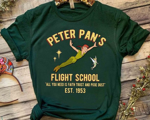 Disney Peter Pan's Flight School Neverland 1953 Retro Shirt, Magic Kingdom Holiday Unisex Tshirt Family Birthday Gift Adult Kid Toddler Tee