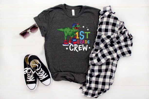 First Day Of School Shirt, Dinosaur Crew Shirt, Team 1st Grade Shirt, Back To School Shirt, First Grade Tee, First Day Of School Teacher Tee