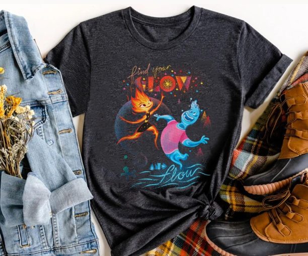 Ember and Wade Find Your Glow And Flow Shirt / Elemental Pixar Disney Movie T-shirt / Walt Disney World