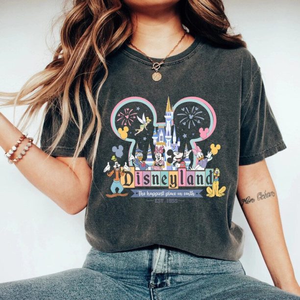 Disneyland Happiest Place On Earth Comfort Colors Shirt, Colorful Vacay Shirt, Disneyland Shirt, Disneyworld Shirt