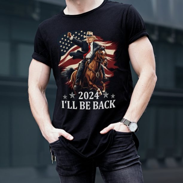 Donald Trump 2024 Shirt - Trump Riding a Horse with The American Flag - Cowboy Trump Tshirt - Trump Shirt - Republican