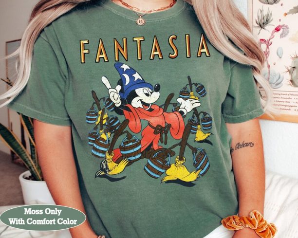 Disney Fantasia Sorcerer Mickey Mouse Magic Wizard Retro Shirt, WDW Magic Kingdom Unisex Comfort Colors® T-Shirt Family Gift