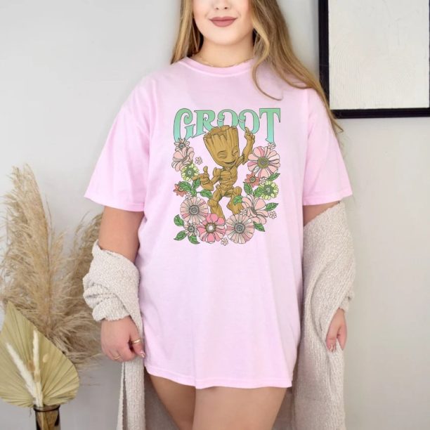 Marvel Guardians Of The Galaxy Groot Floral Dance Poster Comfort Colors Shirt, Disneyland Trip Shirt, Disneyworld Shirt