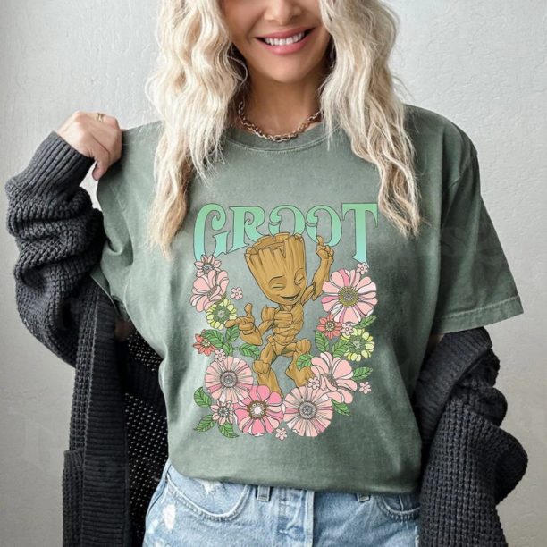 Marvel Guardians Of The Galaxy Groot Floral Dance Poster Comfort Colors Shirt, Disneyland Trip Shirt, Disneyworld Shirt