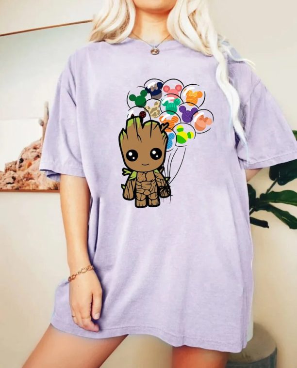 Baby Groot Balloons Comfort Colors Shirt, Marvel Guardians Of The Galaxy Groot Shirt, Disneyworld Shirt