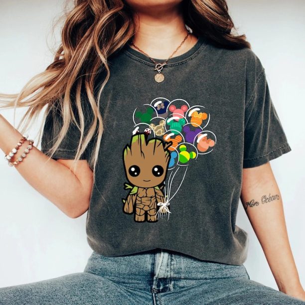 Baby Groot Balloons Comfort Colors Shirt, Marvel Guardians Of The Galaxy Groot Shirt, Disneyworld Shirt