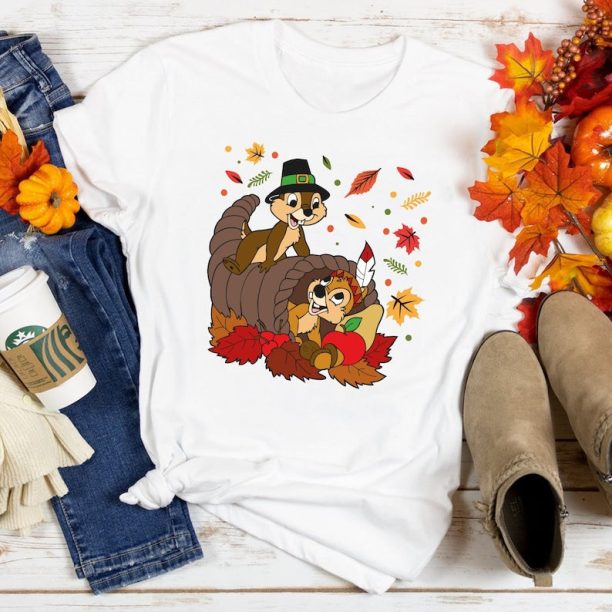 Chip and Dale Thanksgiving Shirt, Disney Thankful Shirt, Happy Thanksgiving Shirt, Autumn Leaf Shirt, Disney Fall Shirt