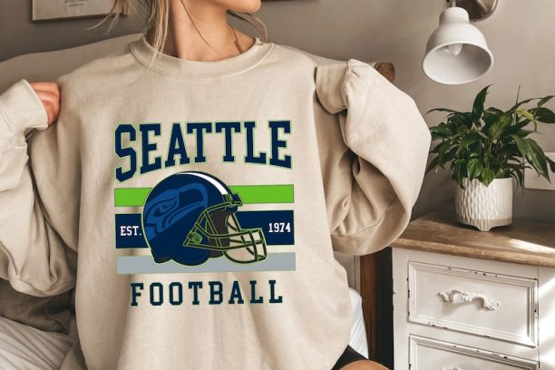 Seattle Football Crewneck, Seahawks Sweatshirt, Vintage Seattle Football Crewneck Sweatshirt, Seattle T-Shirt