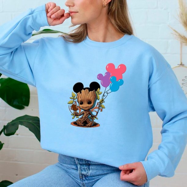 Baby Groot And Mickey Ears Sweatshirt, Baby Groot Sweater, Mickey Ears Shirt, Disney Baby Groot Crewneck