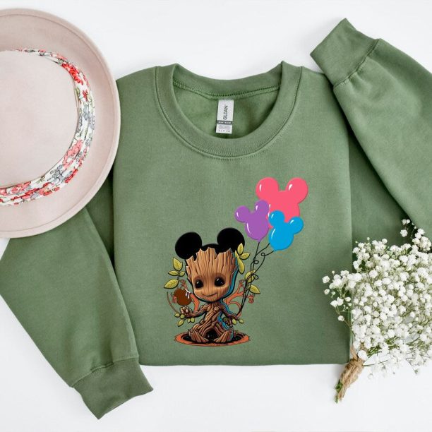 Baby Groot And Mickey Ears Sweatshirt, Baby Groot Sweater, Mickey Ears Shirt, Disney Baby Groot Crewneck