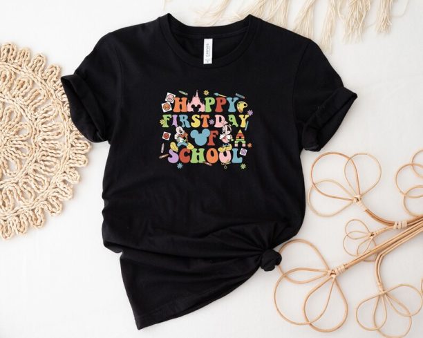 Disney Mickey Minnie Happy First Day Of School Shirt, Disney School Shirt, Disney Back To School, Disney Teacher Shirt